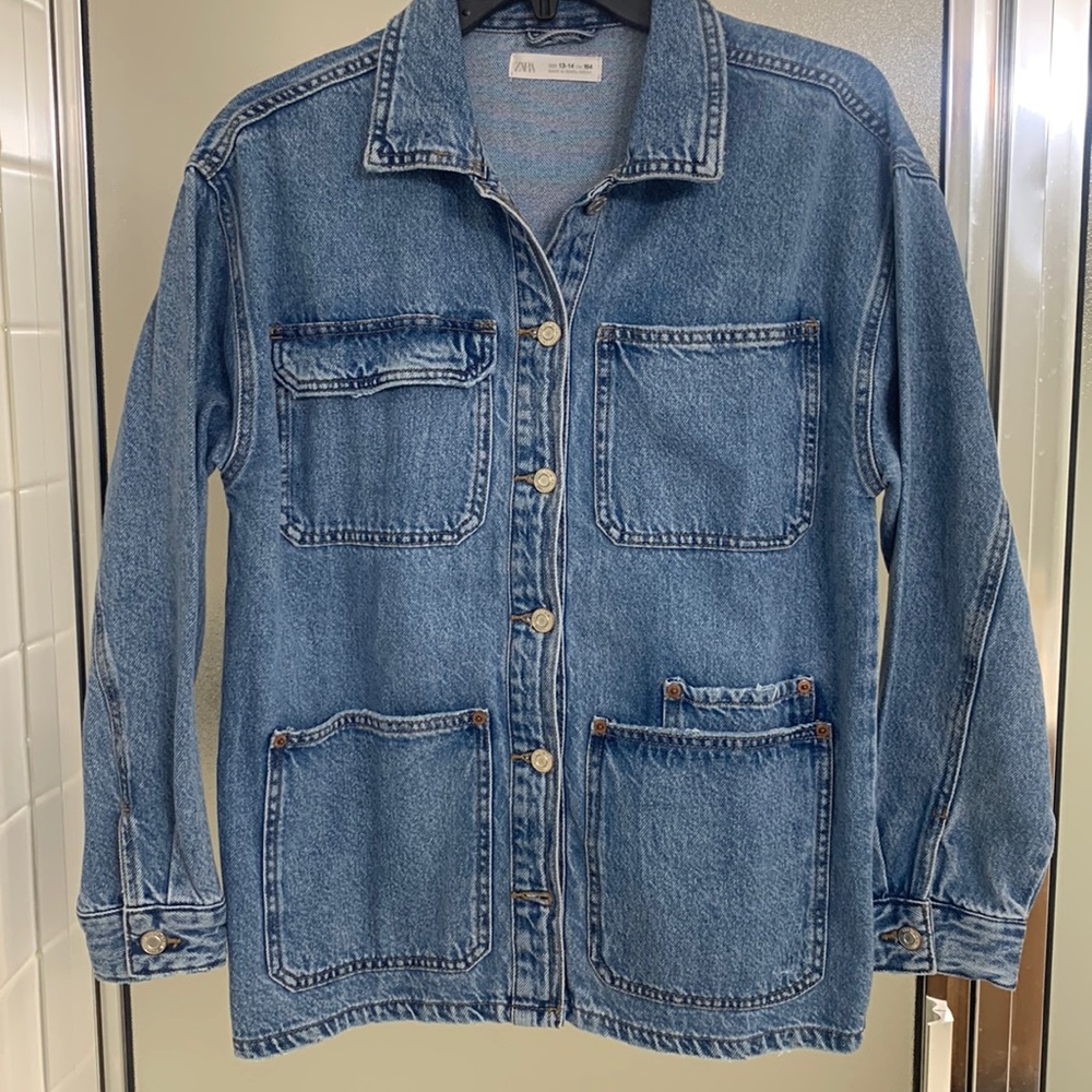 Zara girls denim button shirt